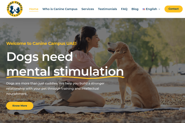 Canine Campus Actual Website Screenshot