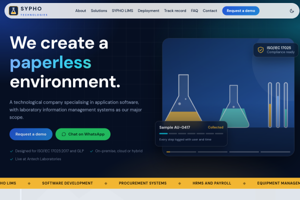 Sypho Technologies website preview