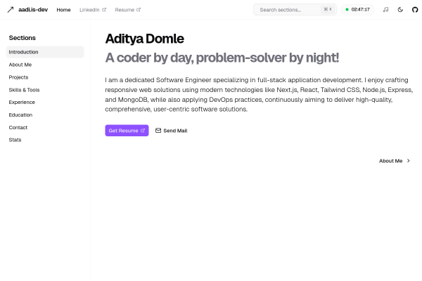 Aaditya Domle site preview