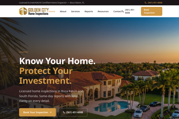 Golden City Home Inspection website preview