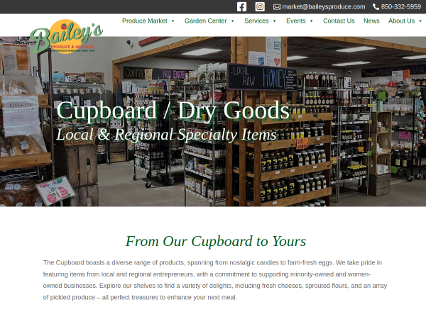 Bailey's Produce & Nursery website