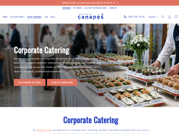 Canapes Miami: Party Catering Services website
