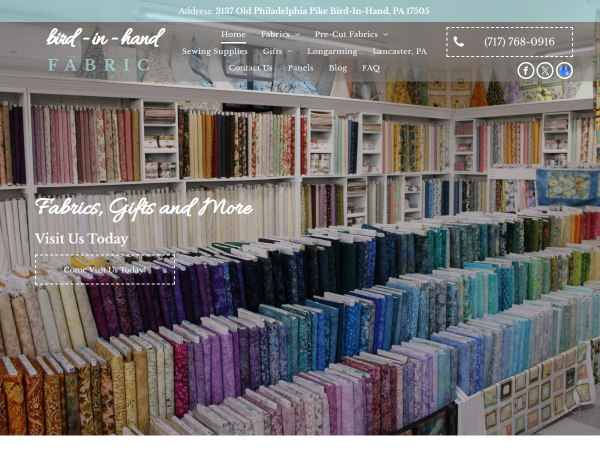 Bird-in-Hand Fabric website