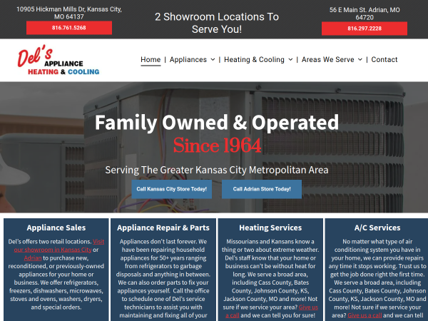 Contact Del’s Appliance Heating & Cooling for Appliance Repair in Kansas City