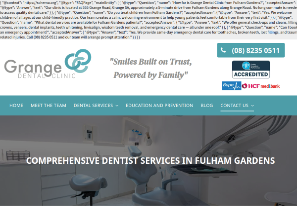 Grange Dental Clinic website