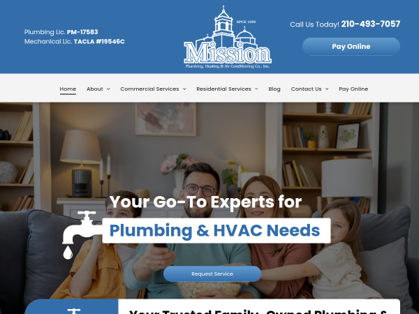Contact Mission Plumbing Heating & Air Conditioning Co., Inc. For Plumbing Maintenance Contractor In Castle Hills TX.