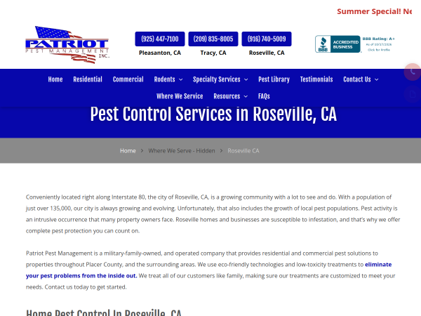 Pest Control Services Roseville CA