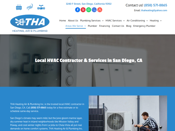 Call THA Heating, Air, & Plumbing, Inc. For Commercial HVAC Contractor In San Diego CA.