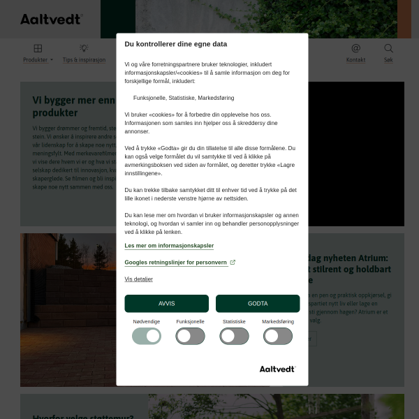 Website preview of AALTVEDT BETONG AS