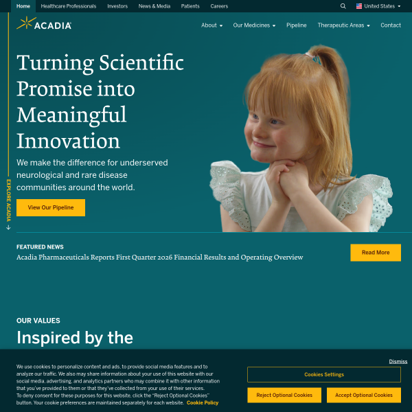 Website preview of Acadia Ventures Limited.