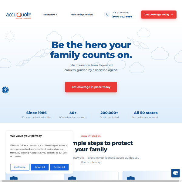 Website preview of AccuQuote