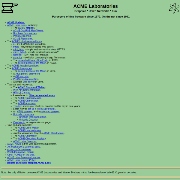 Website preview of Acme Tools