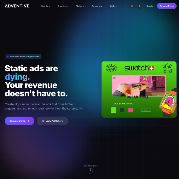 Website preview of ADVENTIVE INC.