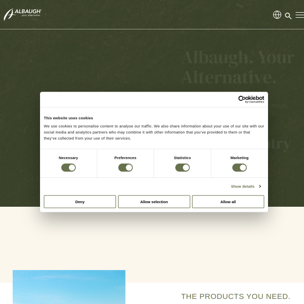 Website preview of Albaugh Roofing & Siding