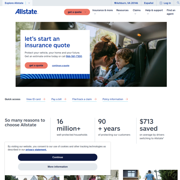 Website preview of Allstate Insurance: Erika Duddy