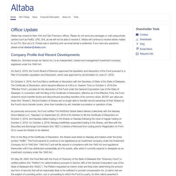 Website preview of ALTABA