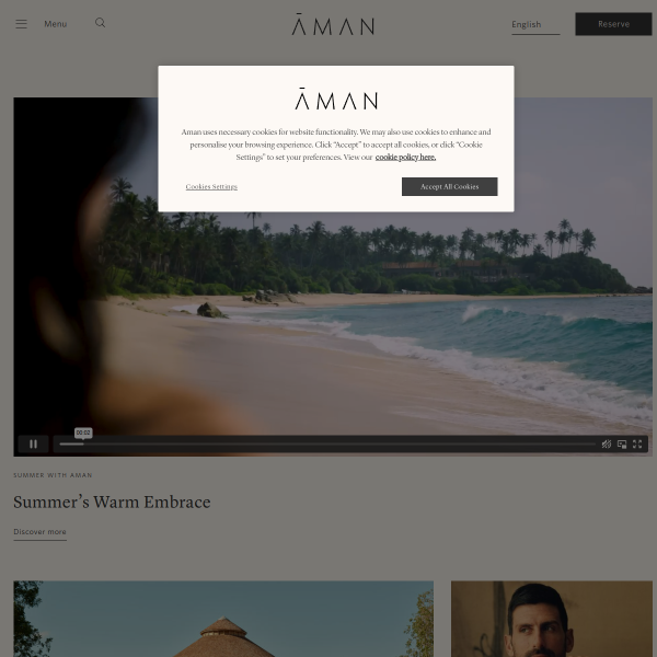 Website preview of Aman