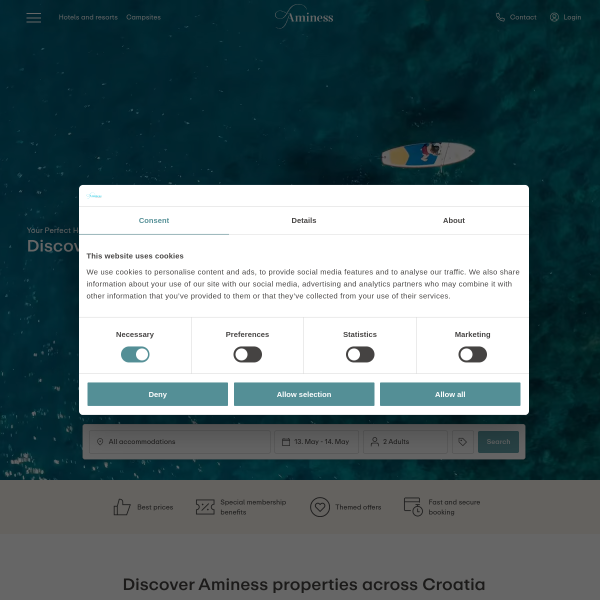 Website preview of Aminess Gaia Green Villas