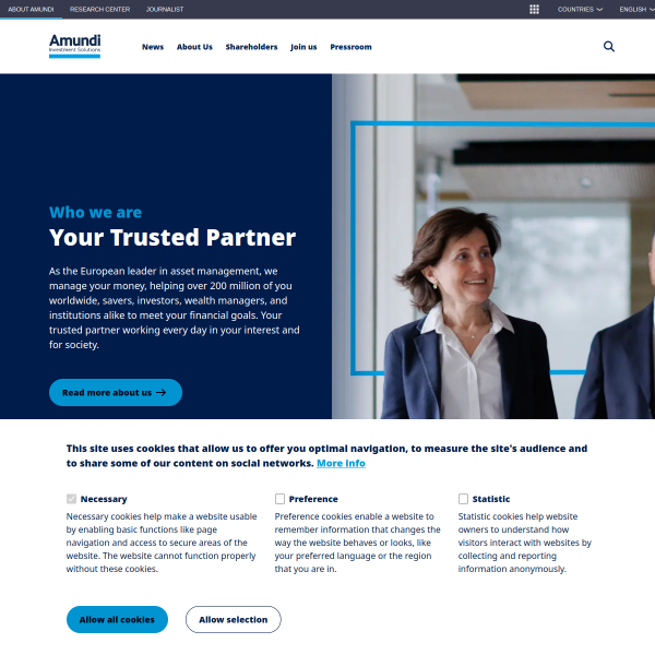 Website preview of AMUNDI EUR FLOATING RATE CORPORATE BOND ESG