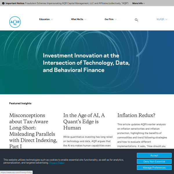 Website preview of AQR STYLE PREMIA U.S. LONG ONLY EQUITY BETA 1 FUND, LIMITED PARTNERSHIP
