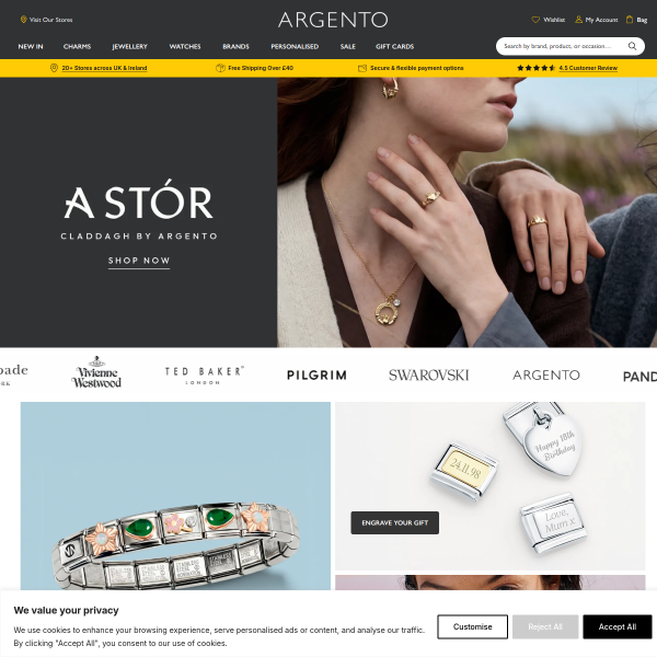 Website preview of Argento Oro