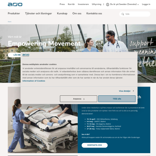 Website preview of Arjo