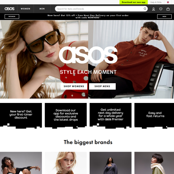 Website preview of ASOS