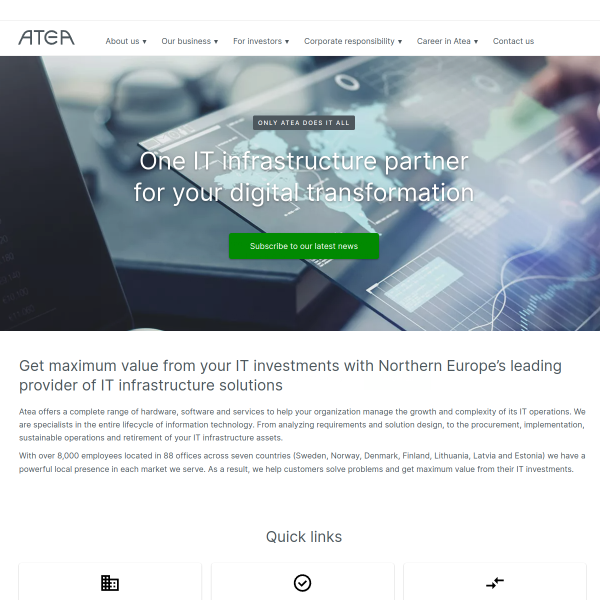 Website preview of Atea Finland Oy