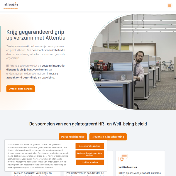 Website preview of Attentia, Erkend interprofessioneel Sociaal Secretariaat