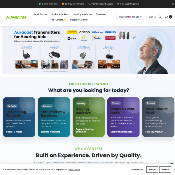 Website preview of Avantree