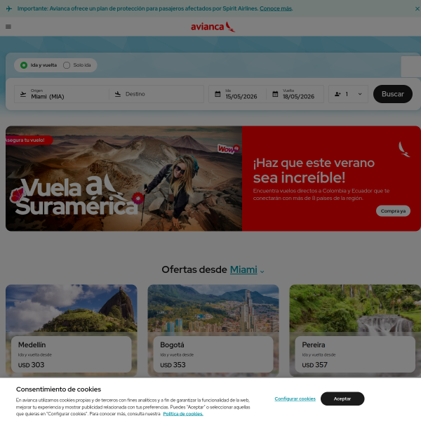 Website preview of Avianca Group