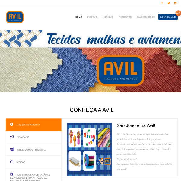 Website preview of Avil Tecidos e Aviamento