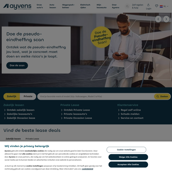 Website preview of Ayvens Belgium (formerly LeasePlan)