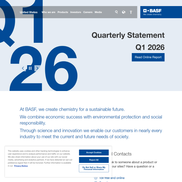 Website preview of BASF Polyuretány Slovensko, s.r.o.