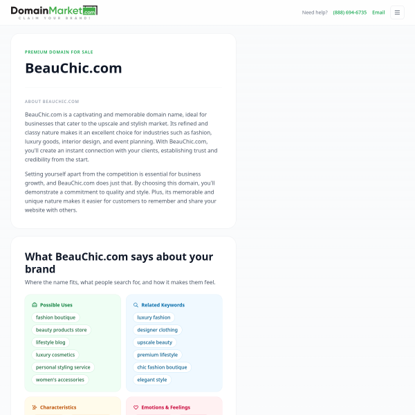 Website preview of beauchic beauty