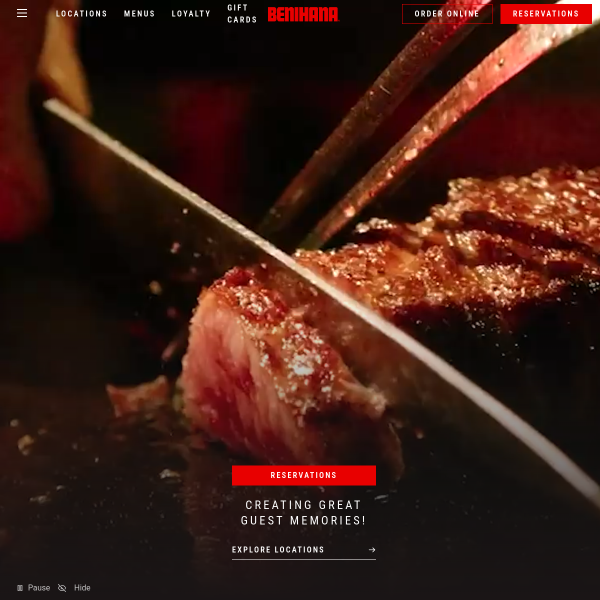 Website preview of Benihana
