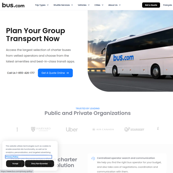 Website preview of bus pro