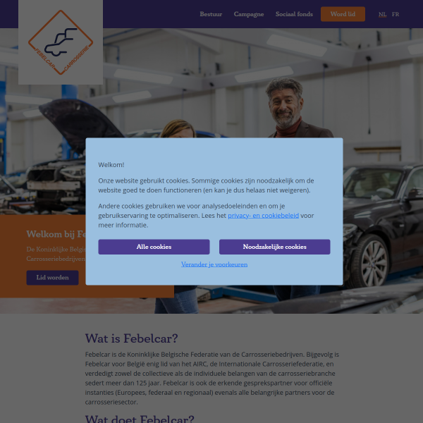 Website preview of carrosserie nivelles wondercar