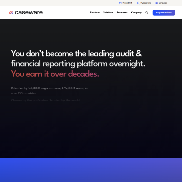 Website preview of CaseWare International
