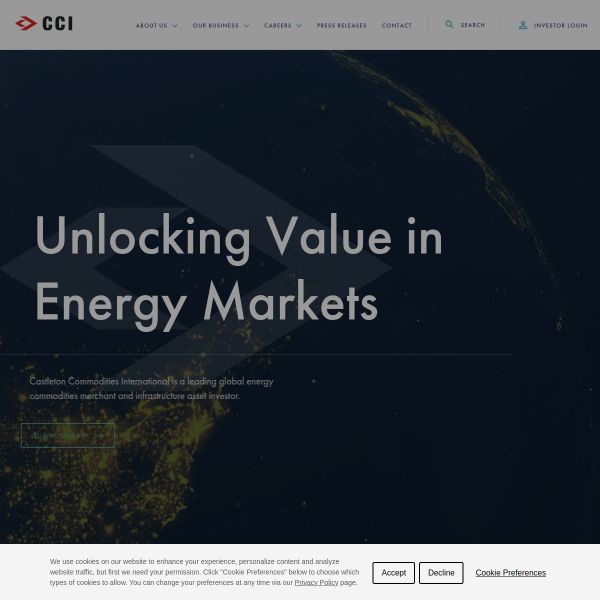 Website preview of CCI Entertainment