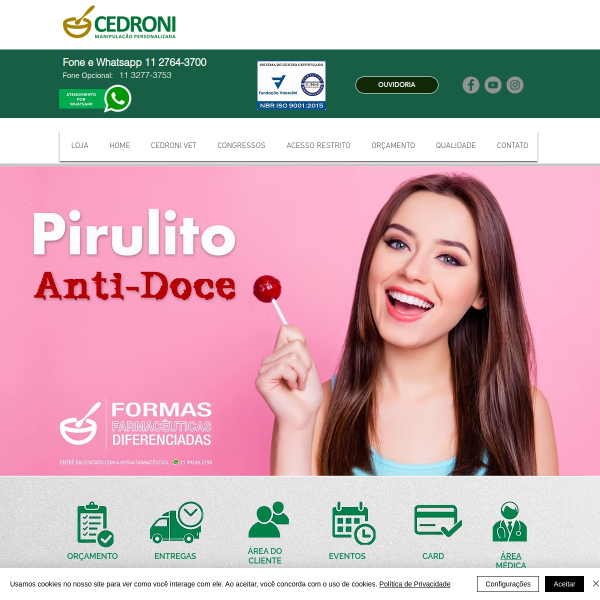 Website preview of CEDRONI AQUARIUS FARMACIA DE MANIPULACAO LTDA