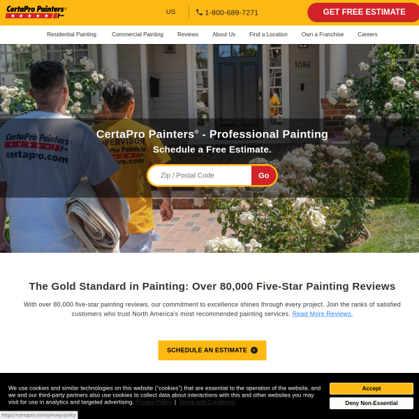 Website preview of CertaPro Painters of Gloucester and Salem Counties