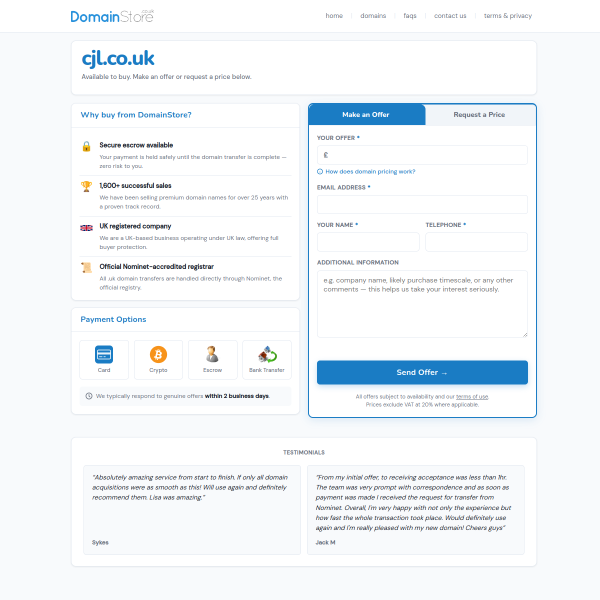 Website preview of CJL LIGHTING DESIGN LIMITED