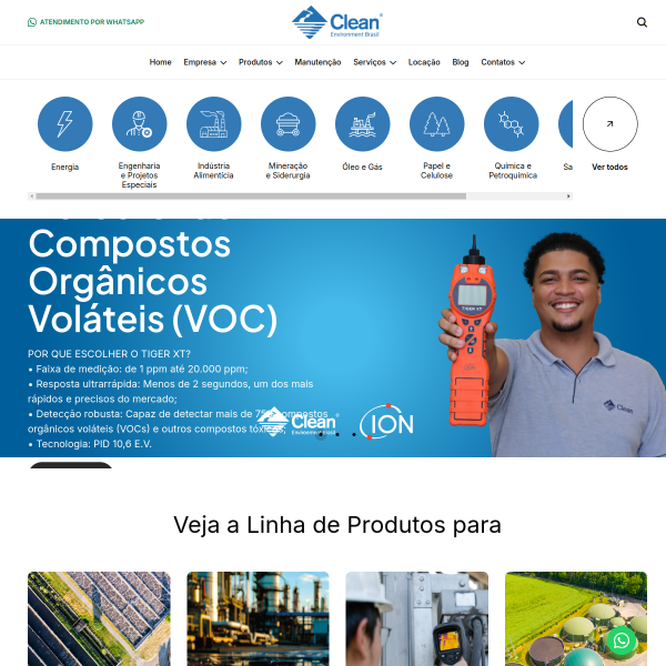Website preview of clean vale produtos quimicos