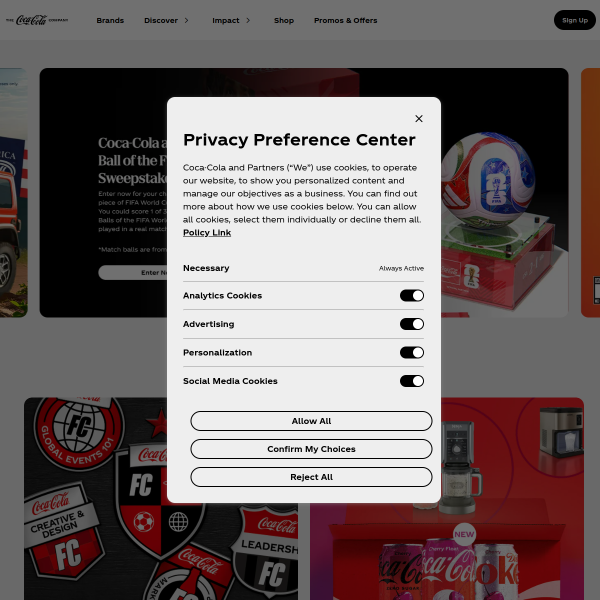 Website preview of Coke