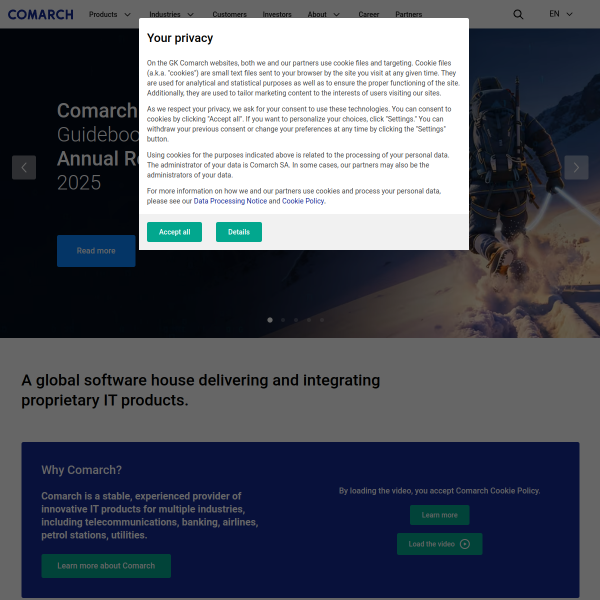 Website preview of Comarch