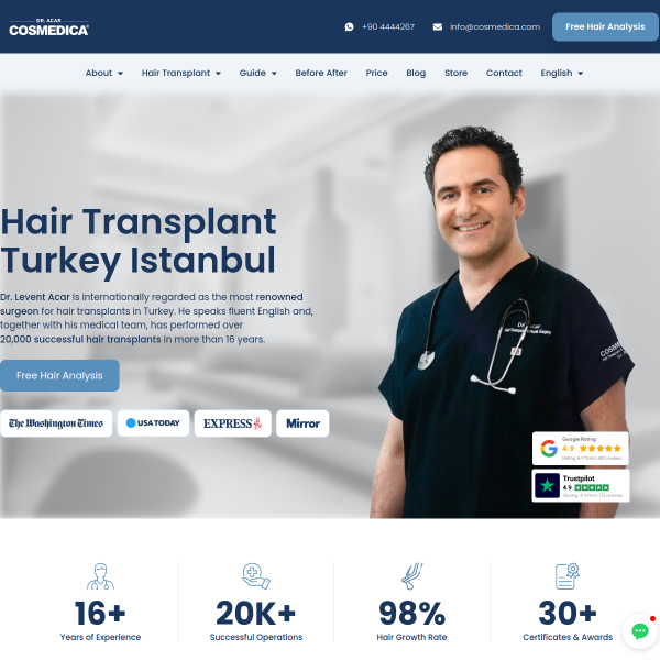 Website preview of CosMedica