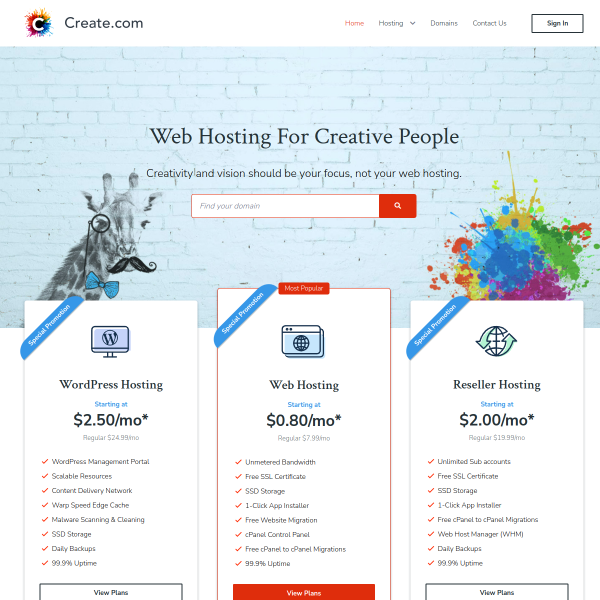 Website preview of Create A Sign
