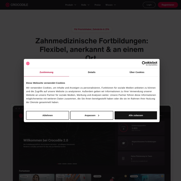 Website preview of Crocodile Bar