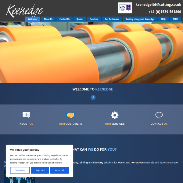 Website preview of CUTTING & WELDING NI LTD